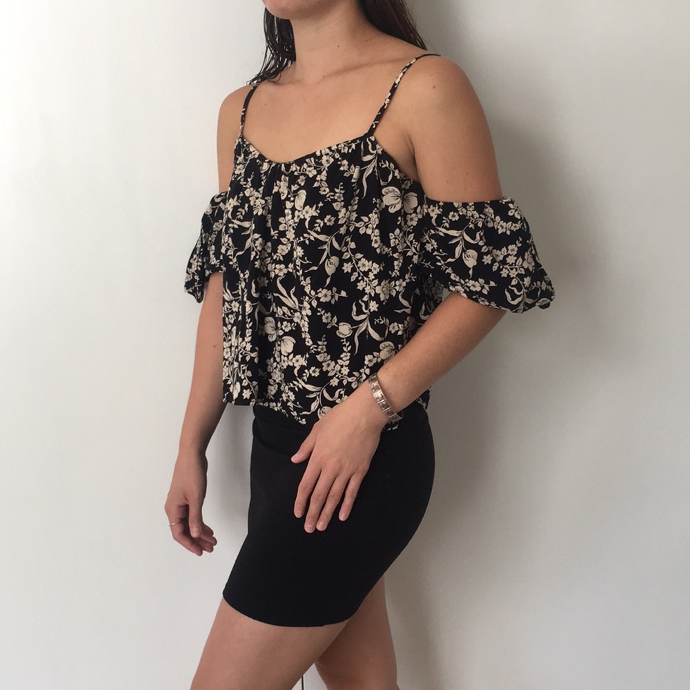 Black pencil skirt AND Hawaiian print blouse